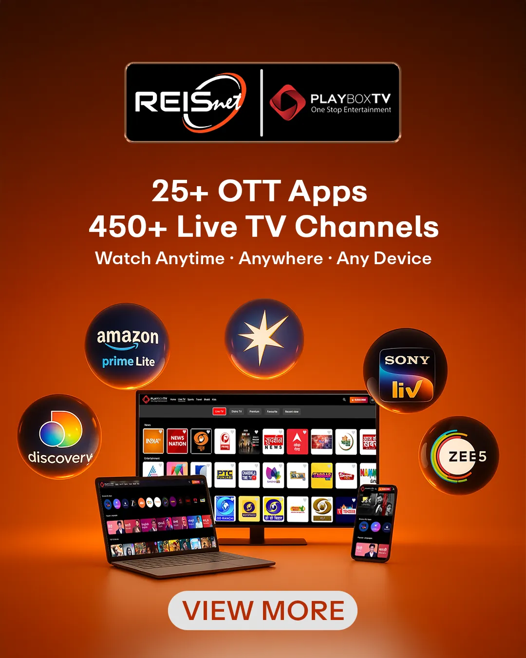 Ultra-Fast Fiber Internet service on smart TV and laptop